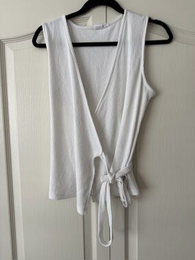 GAP White Ribbed Wrap Camisole with Side Tie